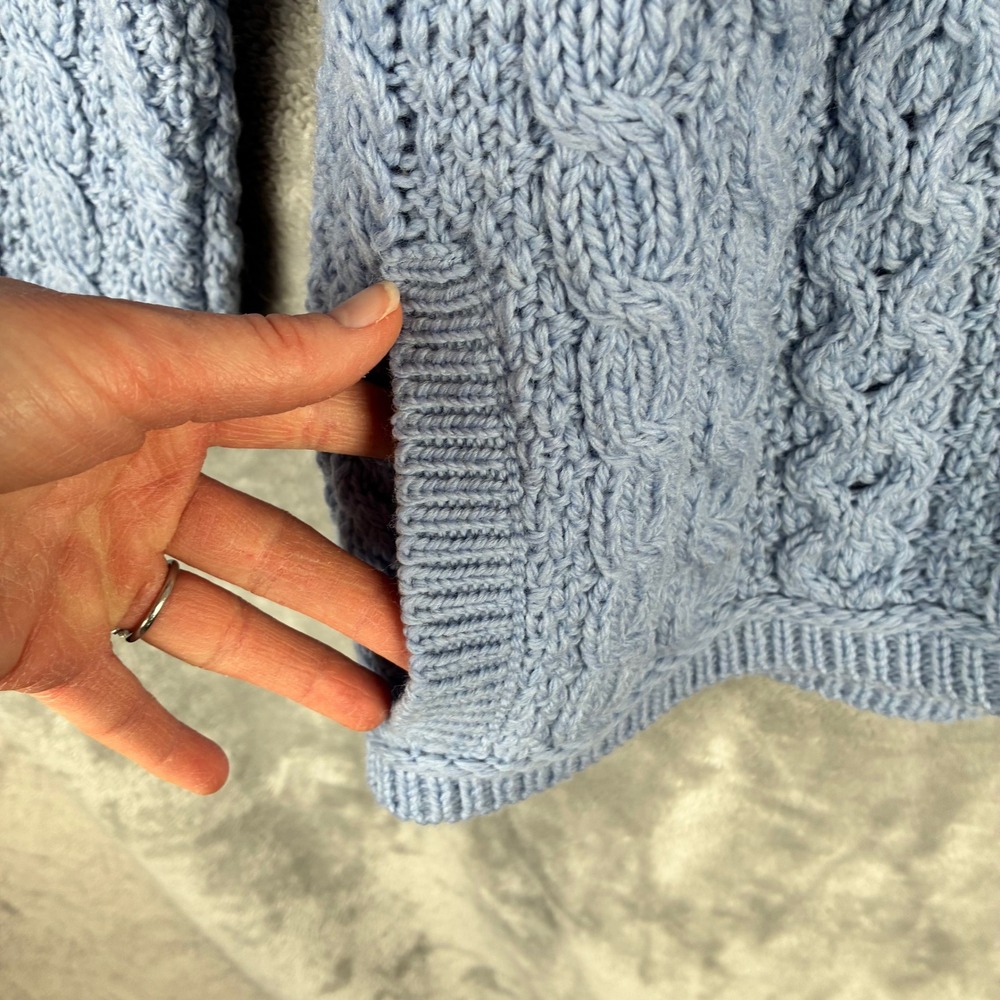 Aran Crafts Cardigan Double Collar‎ Zip Women XXL Light Blue 100% Merino Wool - Picture 7 of 13